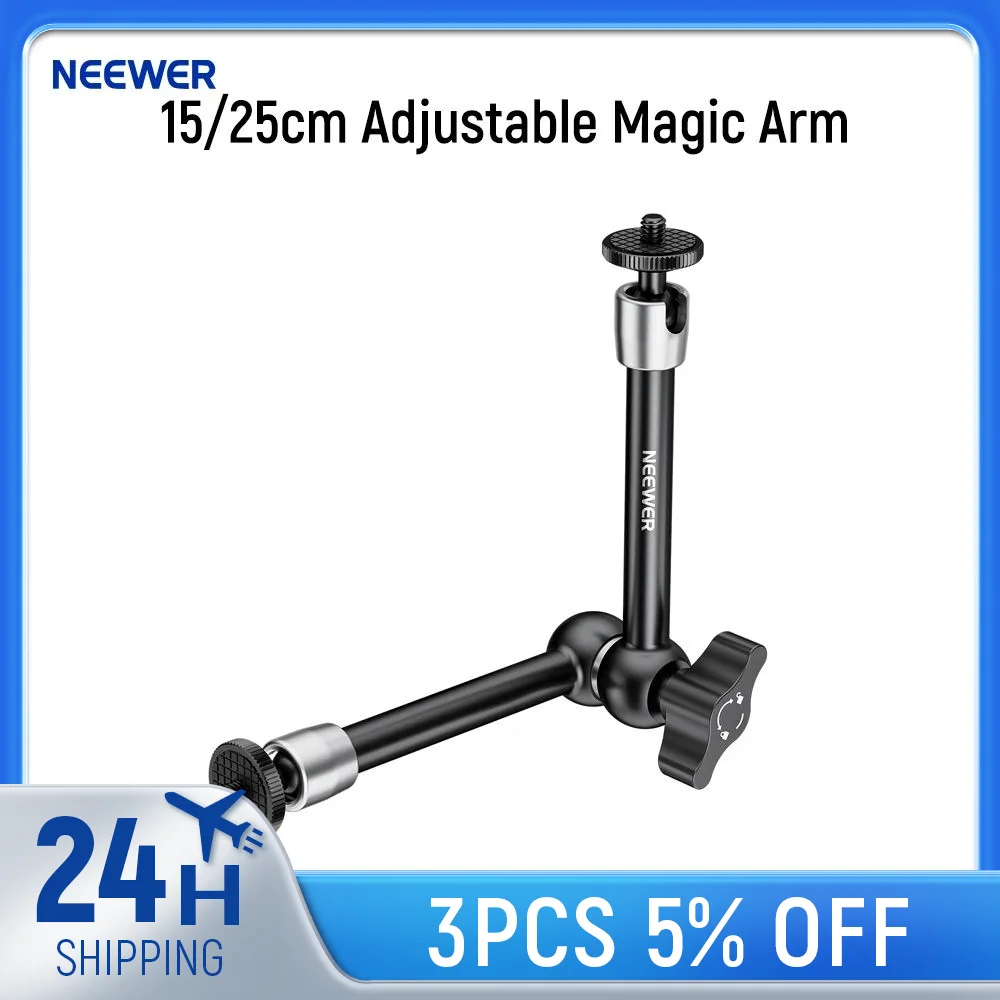 

NEEWER 15cm/25cm Adjustable Friction Magic Arm with 1/4" Screw on Both Ends For SmallRig Cage Flash/LED Light/Microphone/Monitor