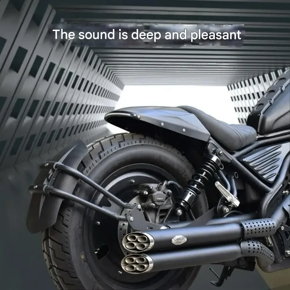For HONDA Rebel CM300 modified VH single-sided dual exhaust pipe right side eight-hole exhaust sound low muffler can be removed