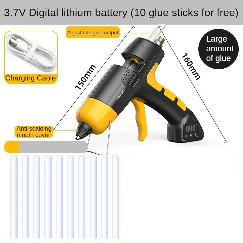 Electric Glue Gun Adjustable Battery Digital Display Cordless Hot Melt Battery Glue Gun Home Power Tools For DIY Festival Gifts