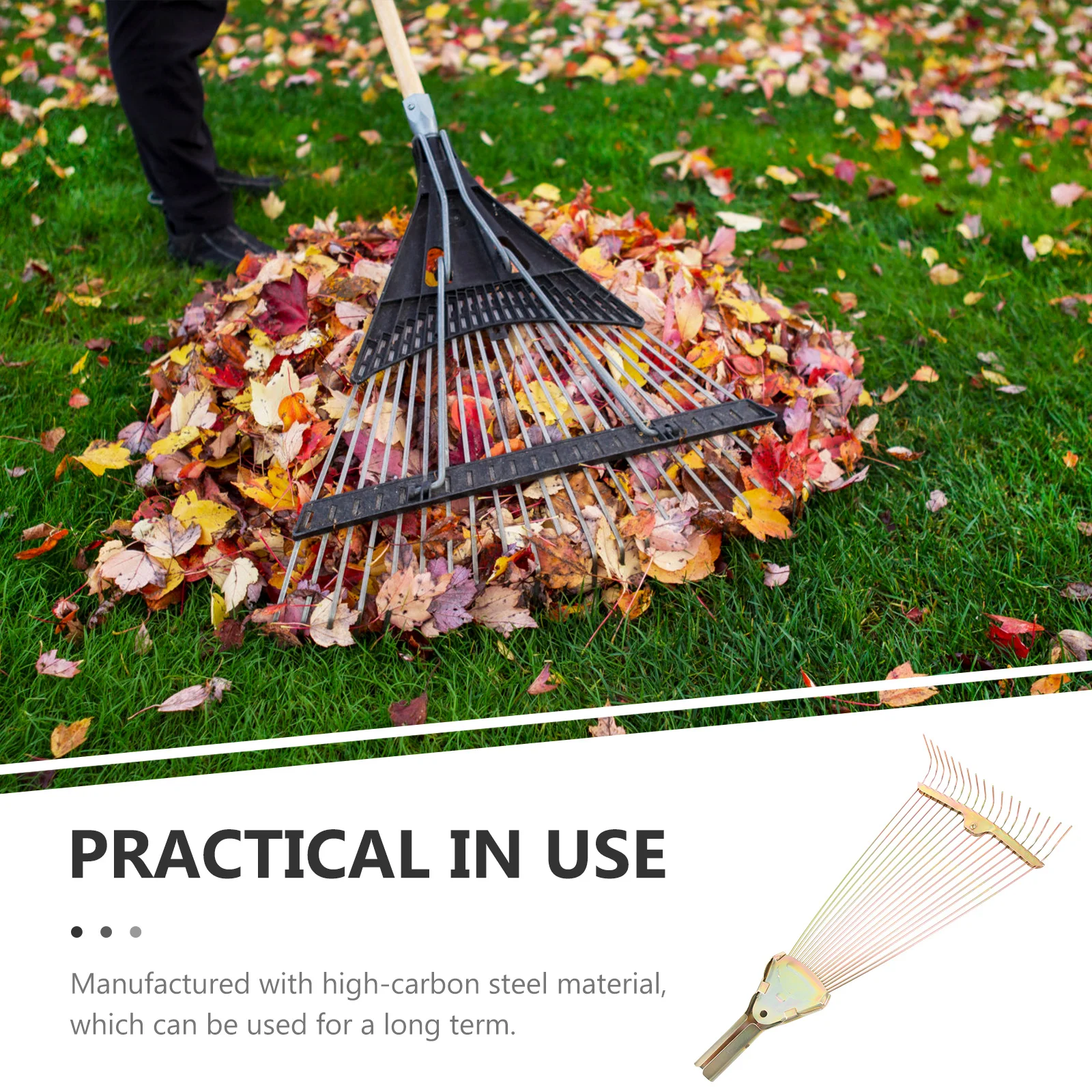 

Foldable Heavy Duty Steel Garden Rake High-Carbon Soil Loosening Leaves Cleaning Rake Hand Tool Yard Lawn Gardening Equipment