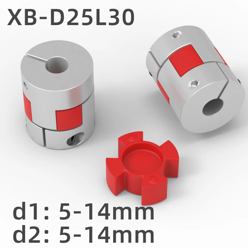 XB D25L30 A Two Jaws Coupler Aluminium Plum Flexible Shaft Coupling Motor Connector CNC Flexible Couplings 5/6/6.35/8/10/12/14mm