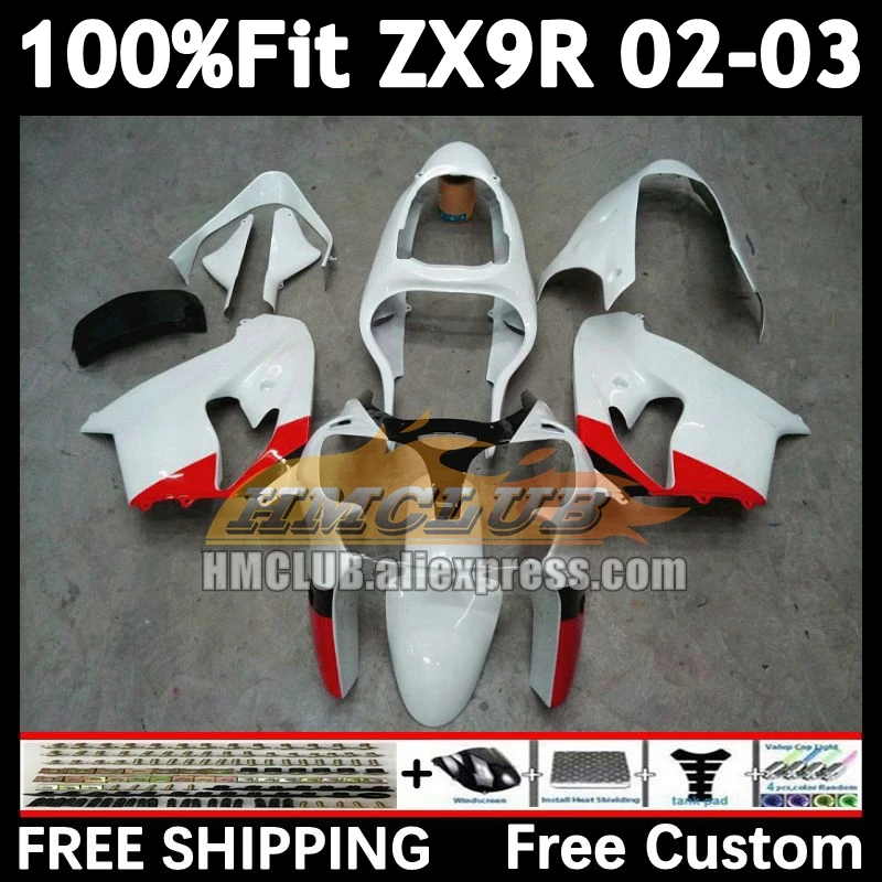 Injection Body For KAWASAKI NINJA ZX 900 9R 9 R 2002 2003 166No.145 ZX900 ZX-9R ZX9 R white red 900CC ZX9R 02 03 OEM Fairings