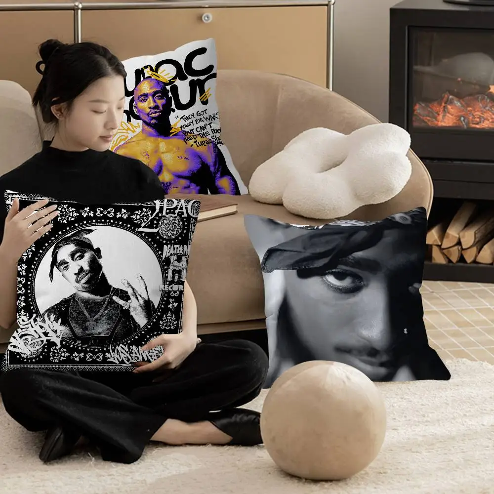 R-Rapper-2pac Rebellious-Legendary Decorative Room Aesthetics Pillow Case Home Decor Bedroom Sofa Bed Couch Pillow Cover 45x45