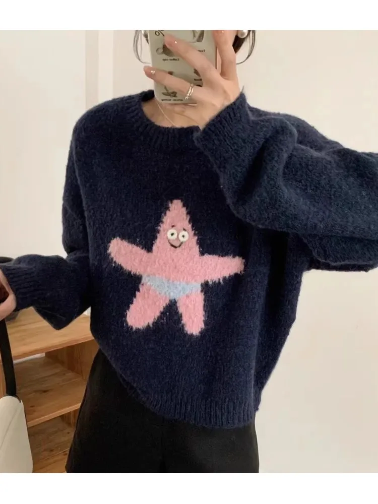 2025 Fresh Sweet  Winter Clothe Woman Pull Femmes All-match Loose Simple Style Sweater Comfortable Cute Casual Commuting Cartoon