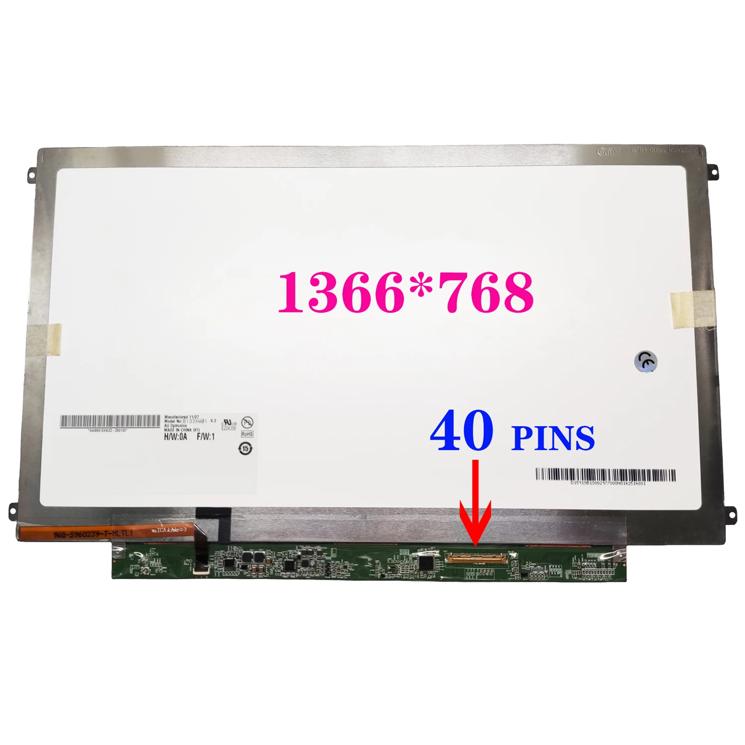 

B133XW01 V2 B133XW01 V3 B133XW01 V7 B133XW03 LCD Display Panel 40 Pins 1366*768 Matrix Screen