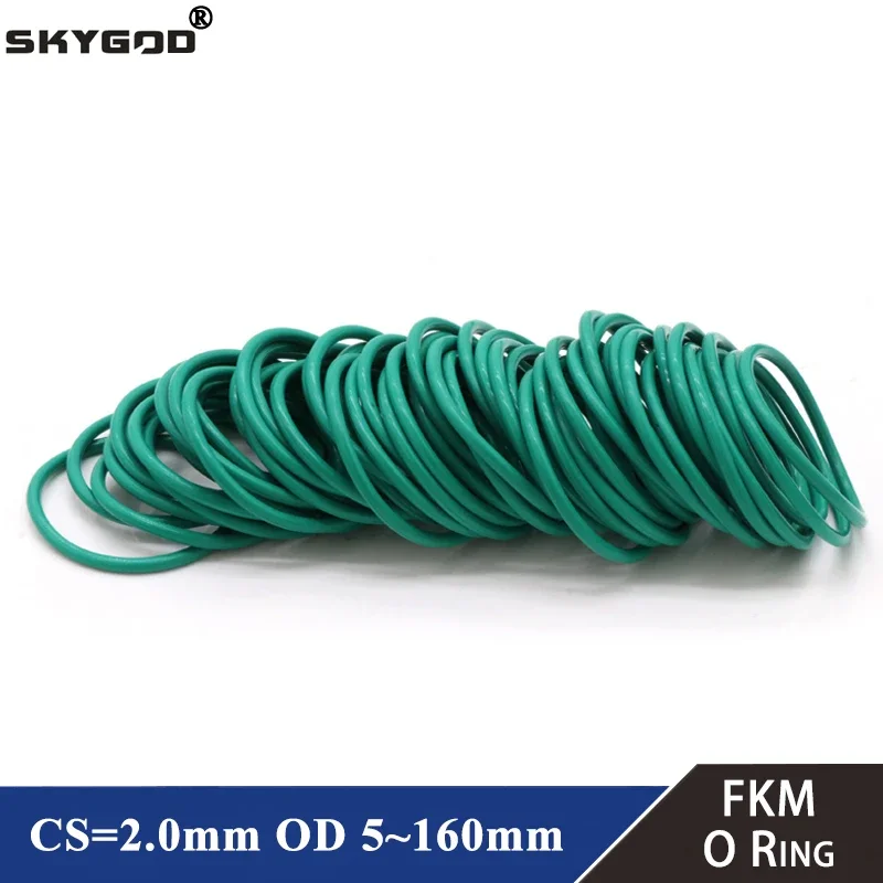 10 pz FKM O Ring CS 2mm OD 5 ~ 160mm Guarnizione di Tenuta Olio Isolante Resistenza Alle Alte Temperature Fluoro Gomma O Ring Verde