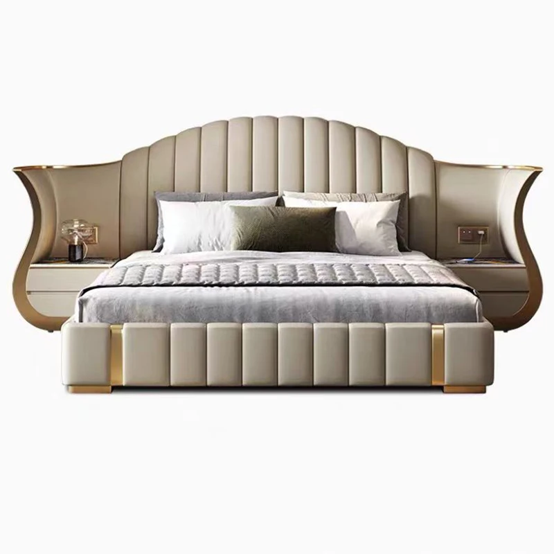 Wholesale Wooden Full Double Bedroom Sets Furniture King Size Leather Bed Master Room Modern Luxury Mdf Bedroom Furniture Set - view 6