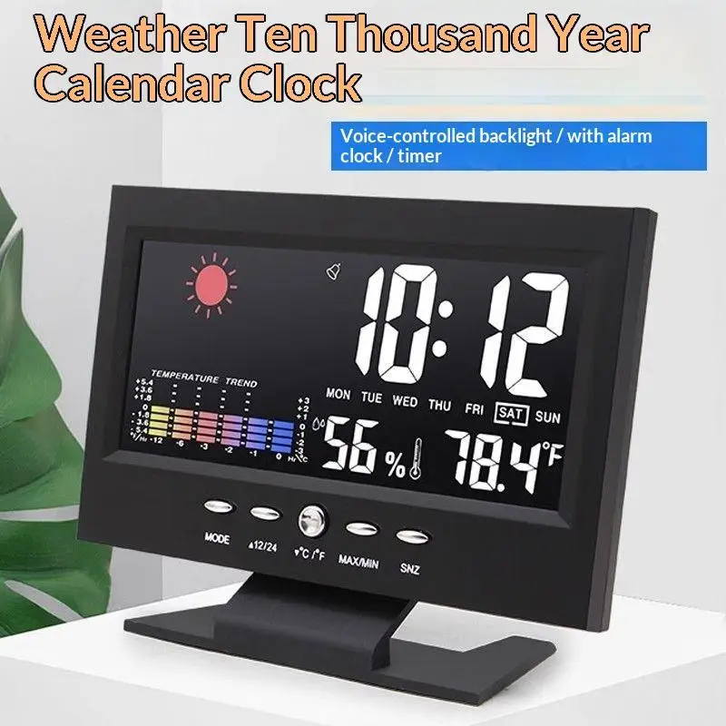 All-in-One Weather Station Clock Thermometer and Hygrometer with Calendar for Accurate Time and Weather Updates
