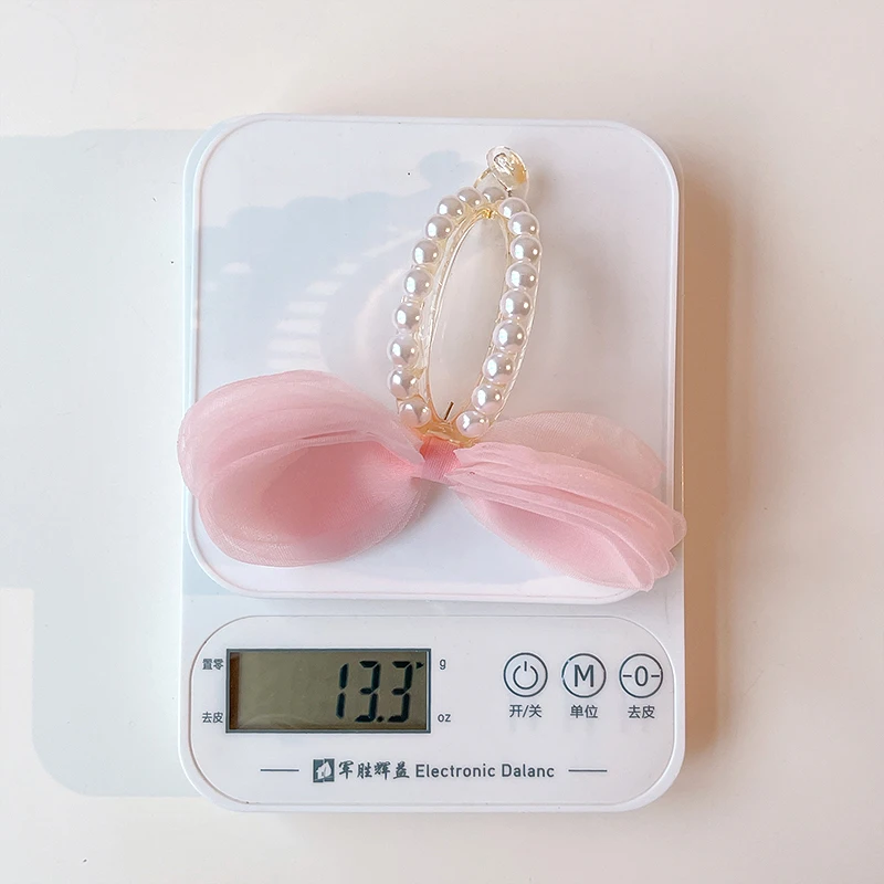 2026 Neue Sommer-Organza-Haarspangen mit Schleife für Damen und Mädchen, modische Kunstperlen, schonende Haarhalter für Pferdeschwänze, Haar-Accessoires – Detail 9