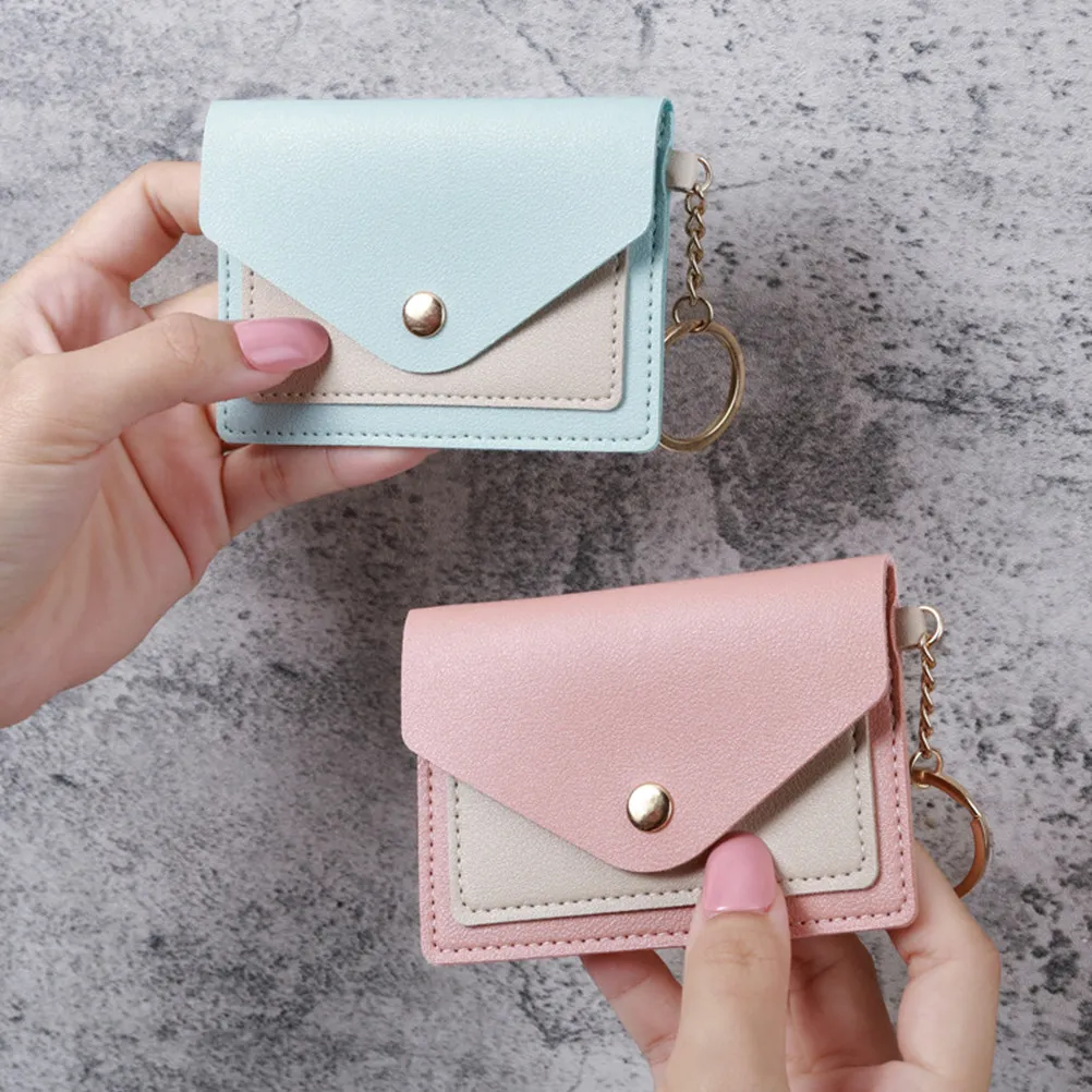 Candy Color Coin Purse Keychain Women Small Wallet Card Holder Credit Card Case for Change Keys Bus Cards Gift Idea