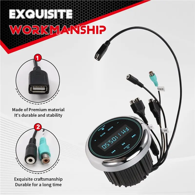 【Price Drop !!】-For Yacht Motorcycles ATV UTV SUV RV Camp Compatible Marine Stereo Boat Radio MP3 Player Bluetooth FM AM