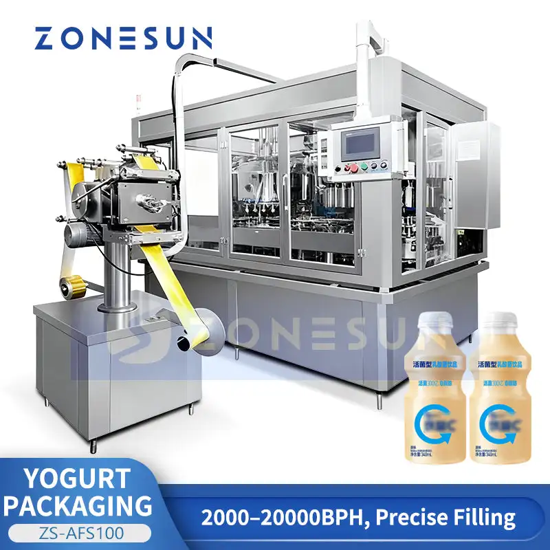 ZONESUN ZS-AFS100 Yogurt Drinks Filling and Sealing Machine for Dairy Bottles