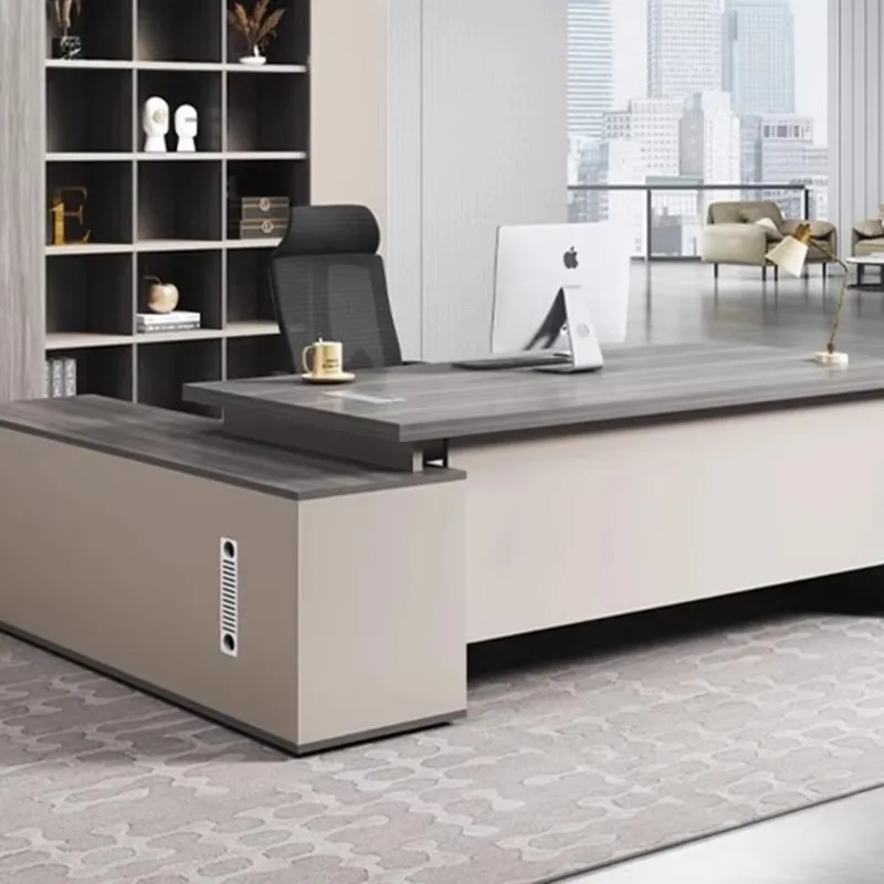 

L Shaped Desktop Simple Storage Office Table Interior Seating Luxury Minimalist Computer Desks Office Furniture