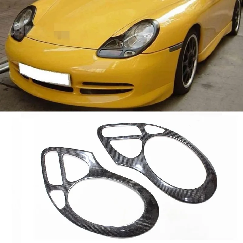 

Real Carbon Fiber Front Headlights Trim Bezel Cover Trim Car Styling Accessories For Porsche 911 996 986 Boxster