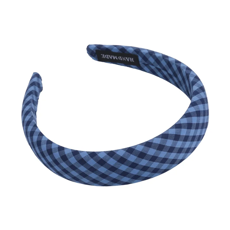 Blue Series Check Bow Headbands Sponge Wide Hair Band for Womans Girls Sweet Hair Hoop Female Fashion Hair Accessories Retro New — zdjęcie 6