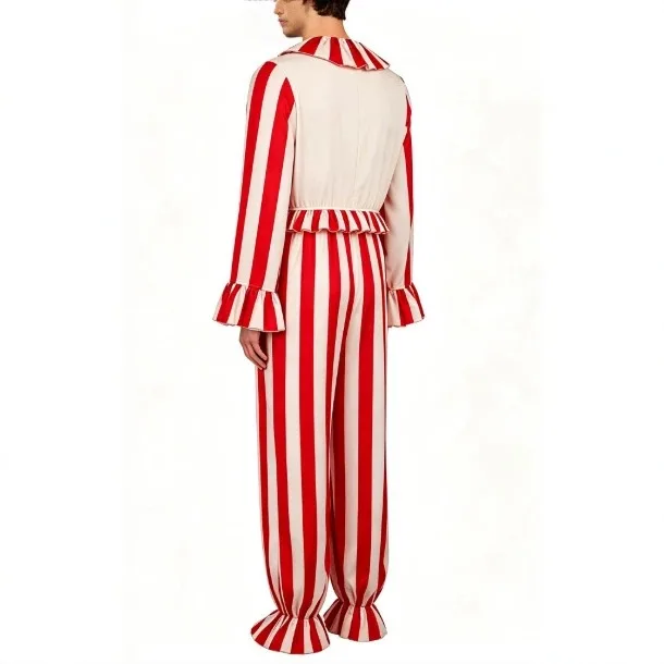 

Halloween Scary Corn Clown Cosplay Costume Striped Jumpsuit Horror Party Outfit Corn Clown Bodysuit Carnival Paty Suit AniMuse