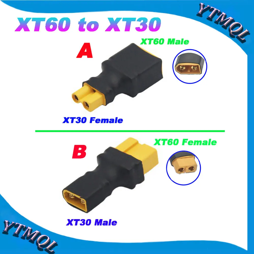 10-100Pcs XT60 to XT30 Female Male Connectors Banana Plug RC Lipo Battery Control Parts DIY Adapter