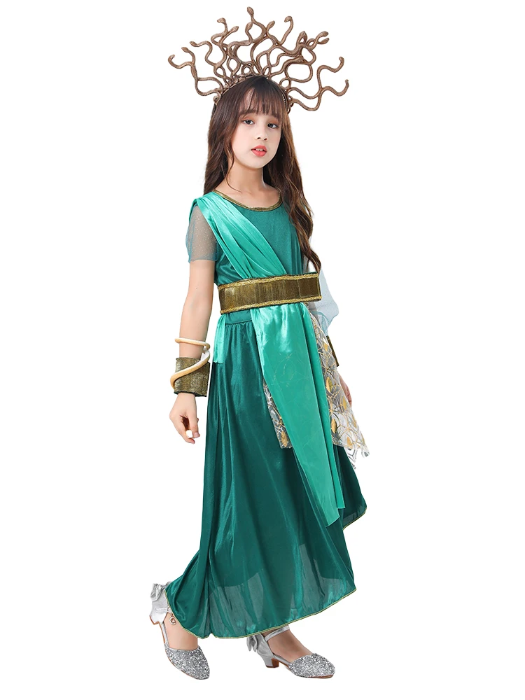 A Górgona Medusa Cosplay Vestido para Crianças, Princesa Mitológica Grega Antiga, Halloween Carnival Party Traje para Meninas