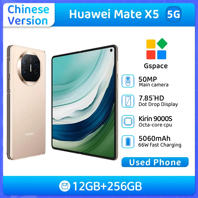 Huawei Mate X5 RAM 12GB ROM 256GB 7.85 inch Large folding screen 2496*2224px 5060mAh 50MP Supercharge Used Phone
