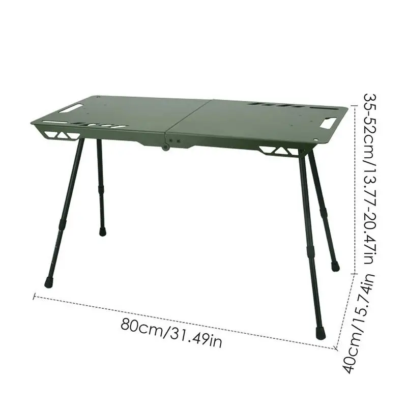 Foldable Camping Table Adjustable Metal Small Table Portable Table with Retractable Legs for Barbecues Lightweight Table for Car