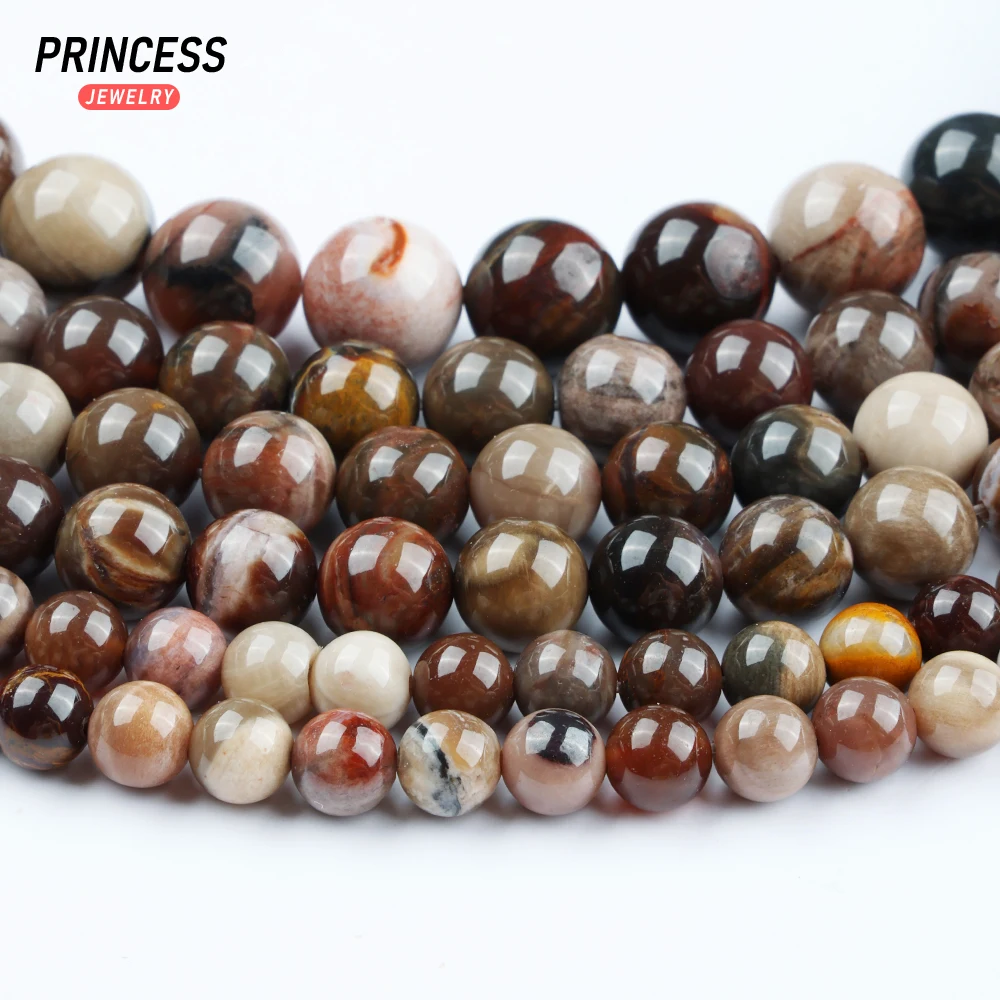 A+ Natural Silicified Wood Opalite Loose Beads for Jewelry Making Bracelet Necklace DIY Accessories Wholesale