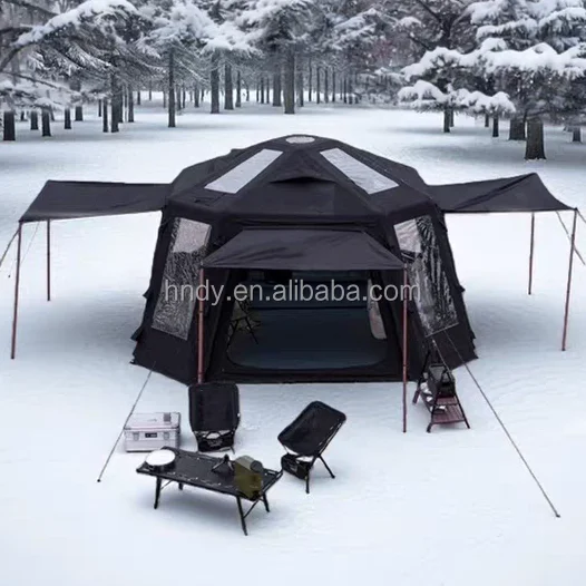 Newest Outdoor Waterproof PVC Double Layer Two Bedrooms Four-Season Family Inflatable House Tent