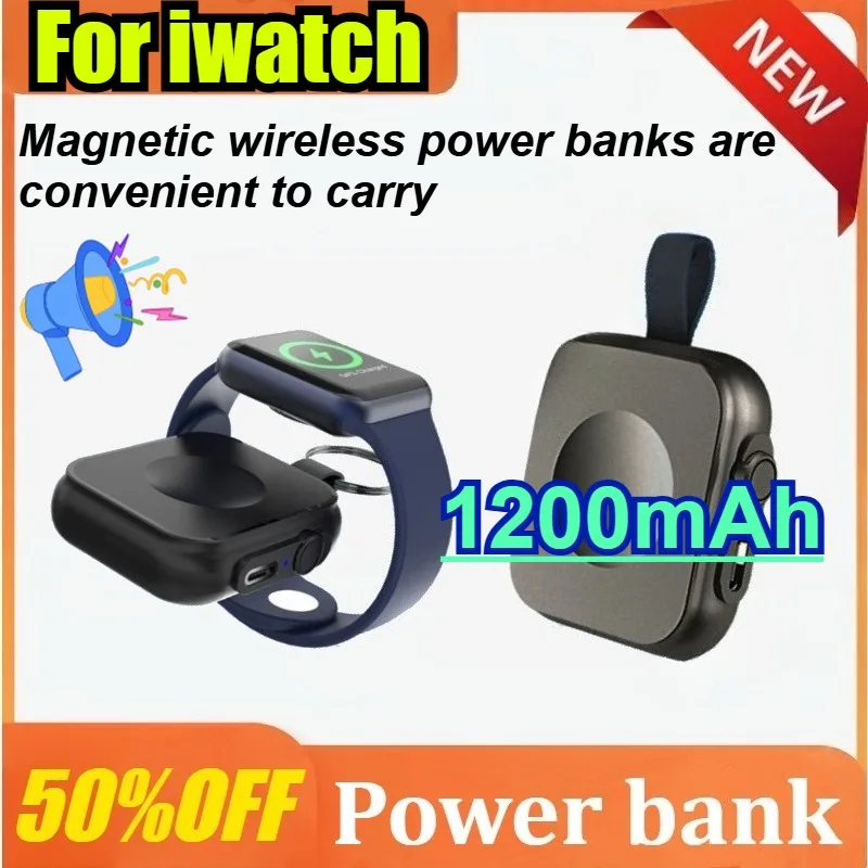 

Wireless Watch Power Bank 1200mAh for Apple IWatch Series Type C L Cable Fast Charger Portable Mobile Power Bank