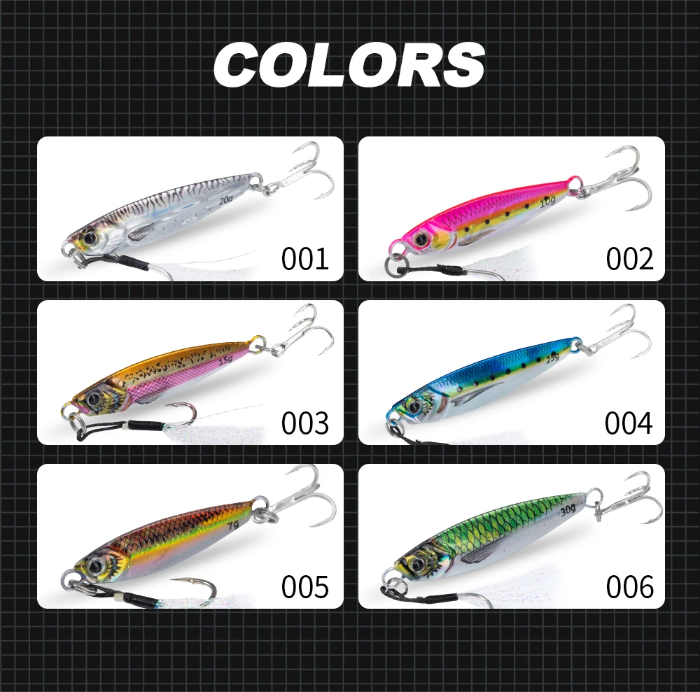 Hunthouse Langsam Sinkender Jig-Angelköder 7g-80g Metall-Jig Leuchtender Harter Köder Salzwasser Boot Seebarsch Hecht Angler Fischerei-Ausrüstung – Detail 7