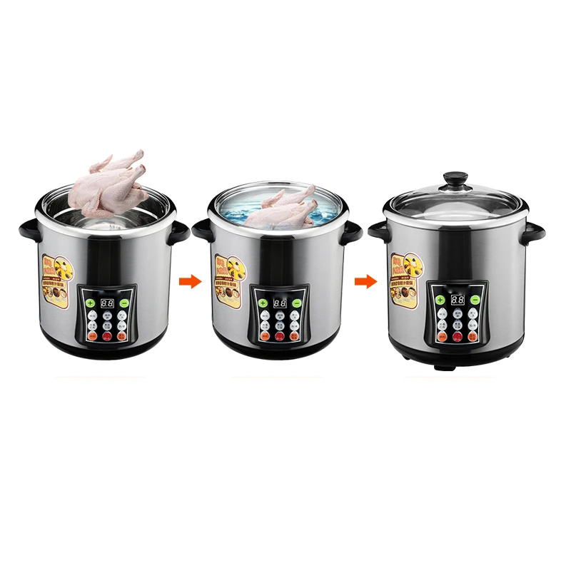 Electric Stew Pot Household Stainless Steel Waterproof White Porcelain Electric Stew Pot Soup Porridge Health Preserving Pot