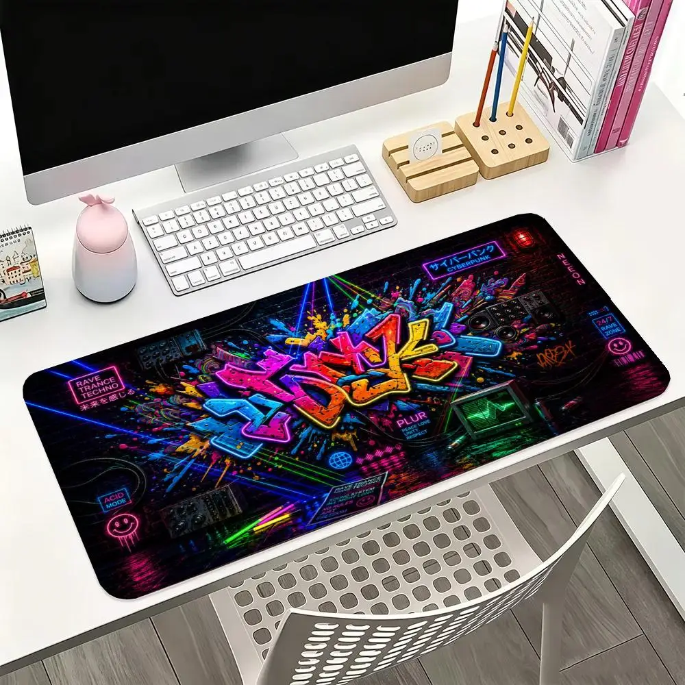 Vibrant Cyberpunk Graffiti Street Culture Graphic Mouse Pads Suit Laptop Games Bedroom Learning Mat