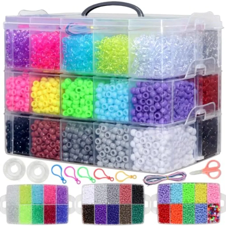 

11000Pcs Multi-Colored Pony Beads for Bracelets and Hair Braids Crafting 30 Colors Kandi Friendship Bracelet Bead Jewelry Makin