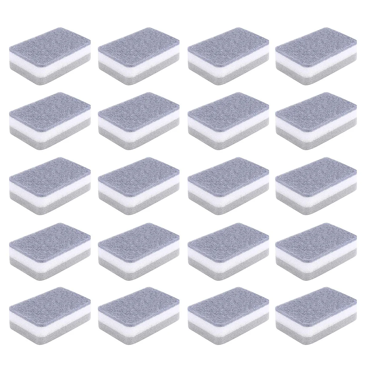 Heavy Duty Scrub Sponges,Dual-Sided Dishwashing Sponge for Kitchen,Multi-Use Deep Cleaning Scrub Sponge,Gray 20 Pcs