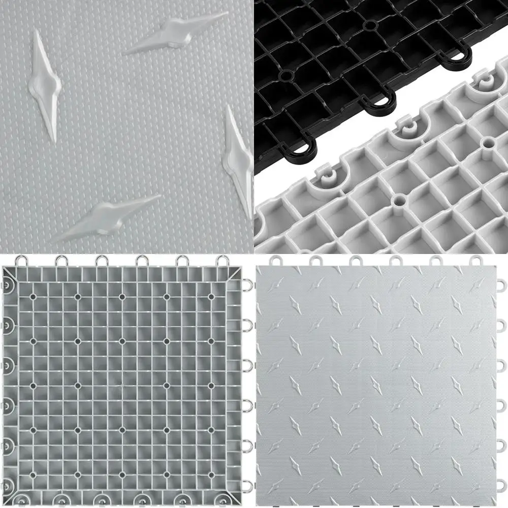 

50-Pack Silver Diamond Pattern Garage Floor Tiles