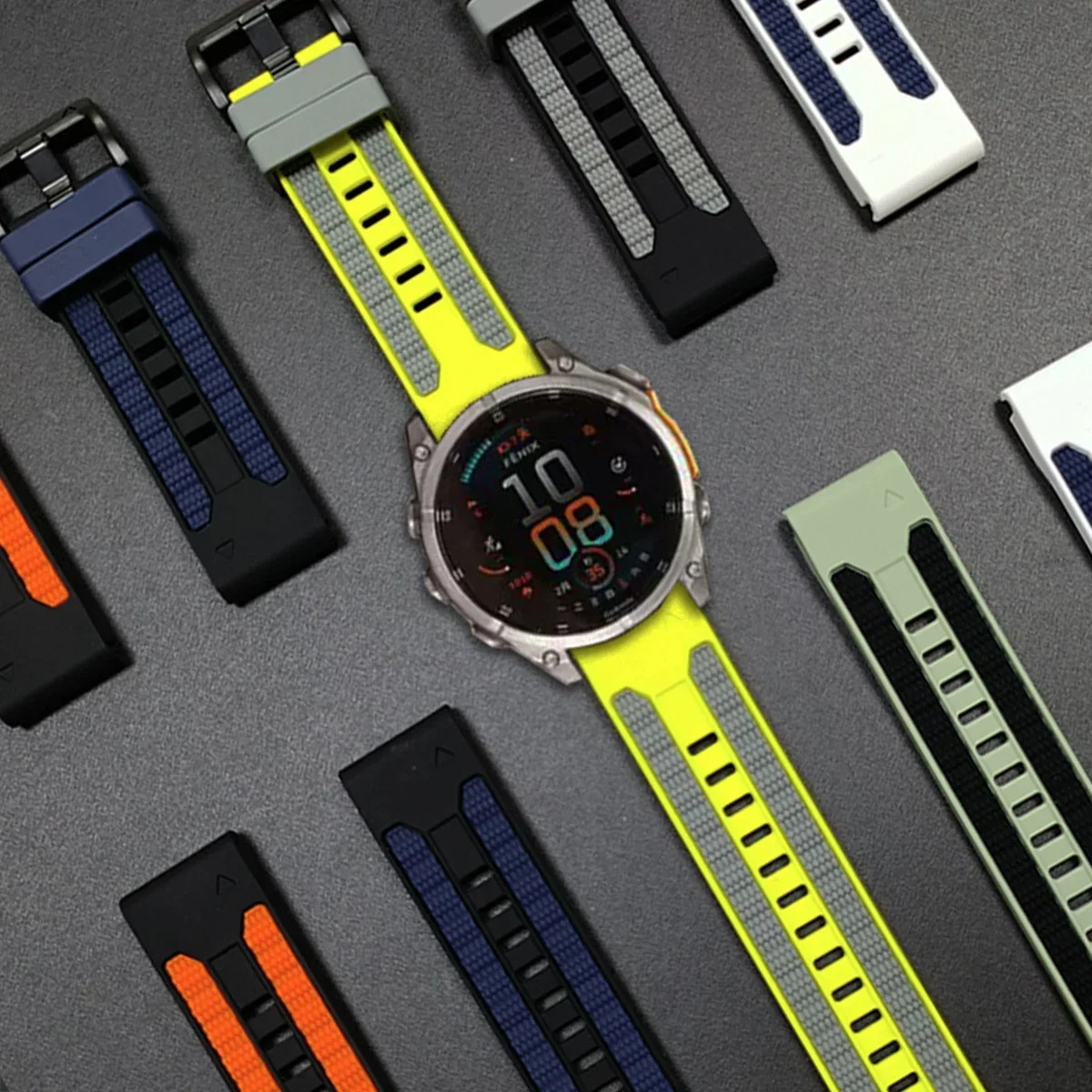 QuickFit 22mm 26mm Two-Tones Rubber Strap For Garmin Fenix 9 Pro Solar Epix Pro/Fenix 7X 6X 5X Plus/Tactix 8 Bracelet Watchband