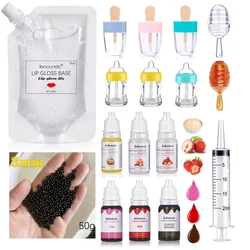 Lip Gloss Diy Kit Moisturizing Lipgloss Making Material Boba Bubble Tea Container Lip Gloss Tubes Flavoring Oil Liquid Pigment