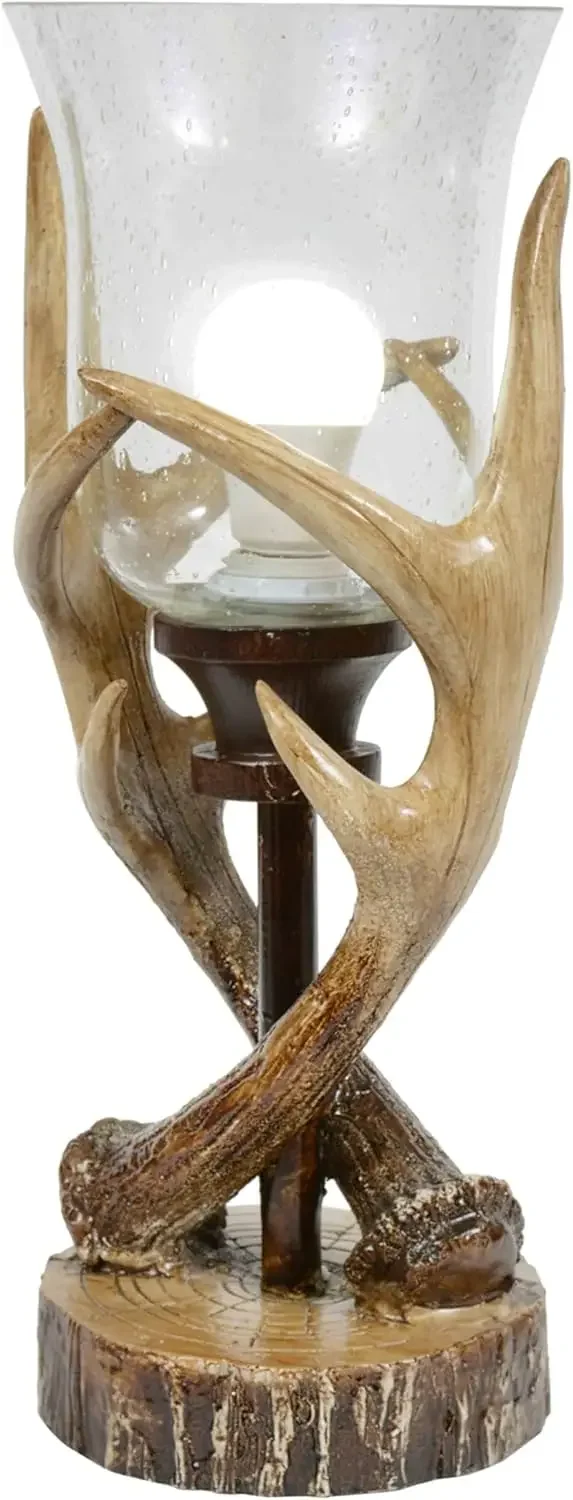 مصباح إضاءة على شكل قرن الوعل على طراز لودج ريفي مع كرة زجاجية بذور لديكور المقصورة