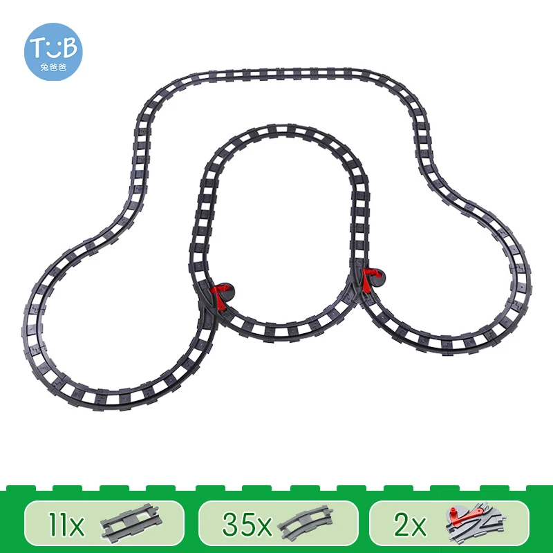 Treinspoorset Grote bouwstenen Stad Verkeerspooraccessoires Compatibel met DuploEGG DIY Bricks Speelgoed voor kinderen Cadeau