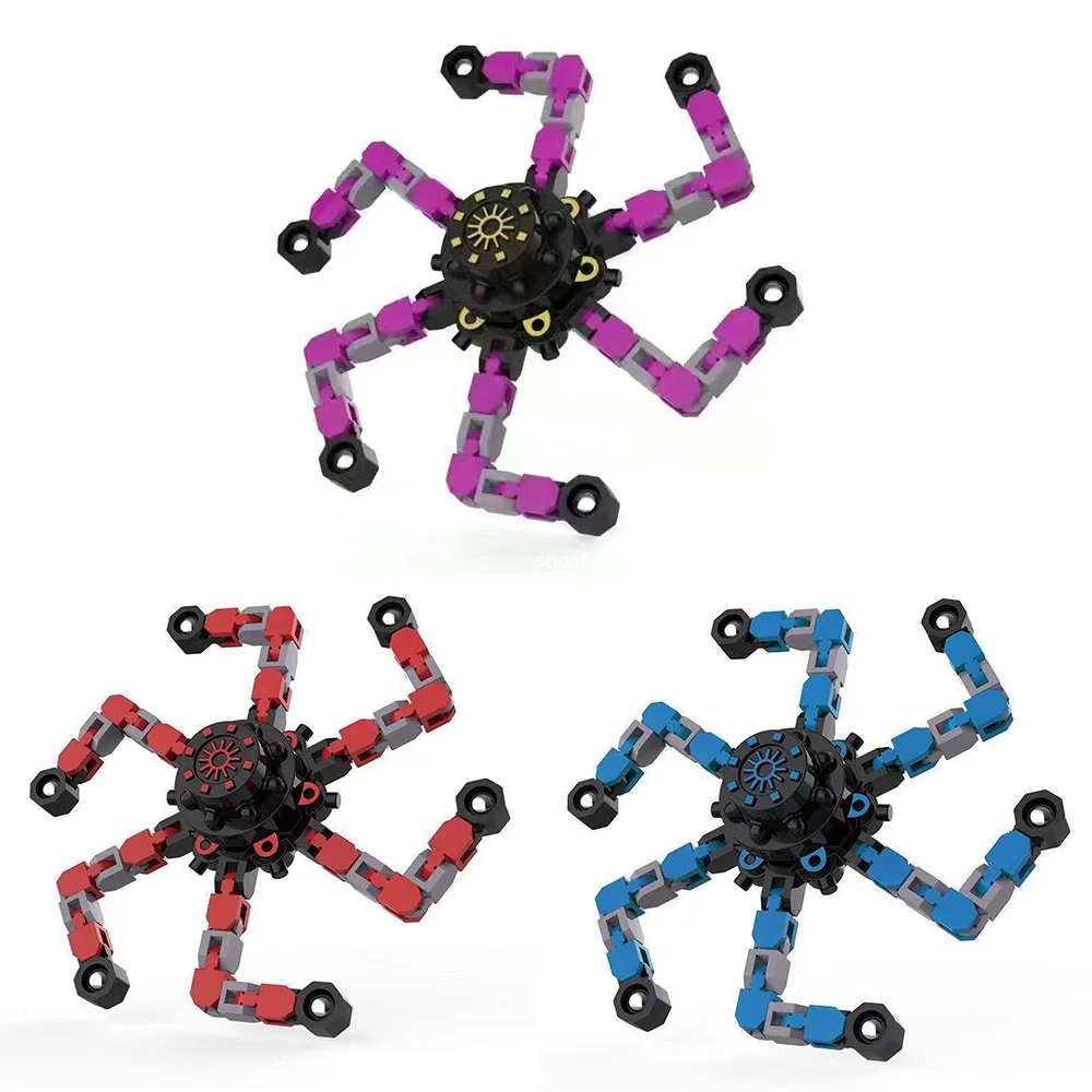 3PCS Transformable Fidget Spinners Stress Relief Sensory Toys Fingertip Gyros Spinner for ADHD Autism Kids Adults Party Favors