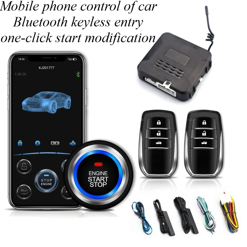 For All Car New Smartphone Control Bluetooth Remote Keyless Entry Push Start Anti-Theft Security System Accessories Automobiles