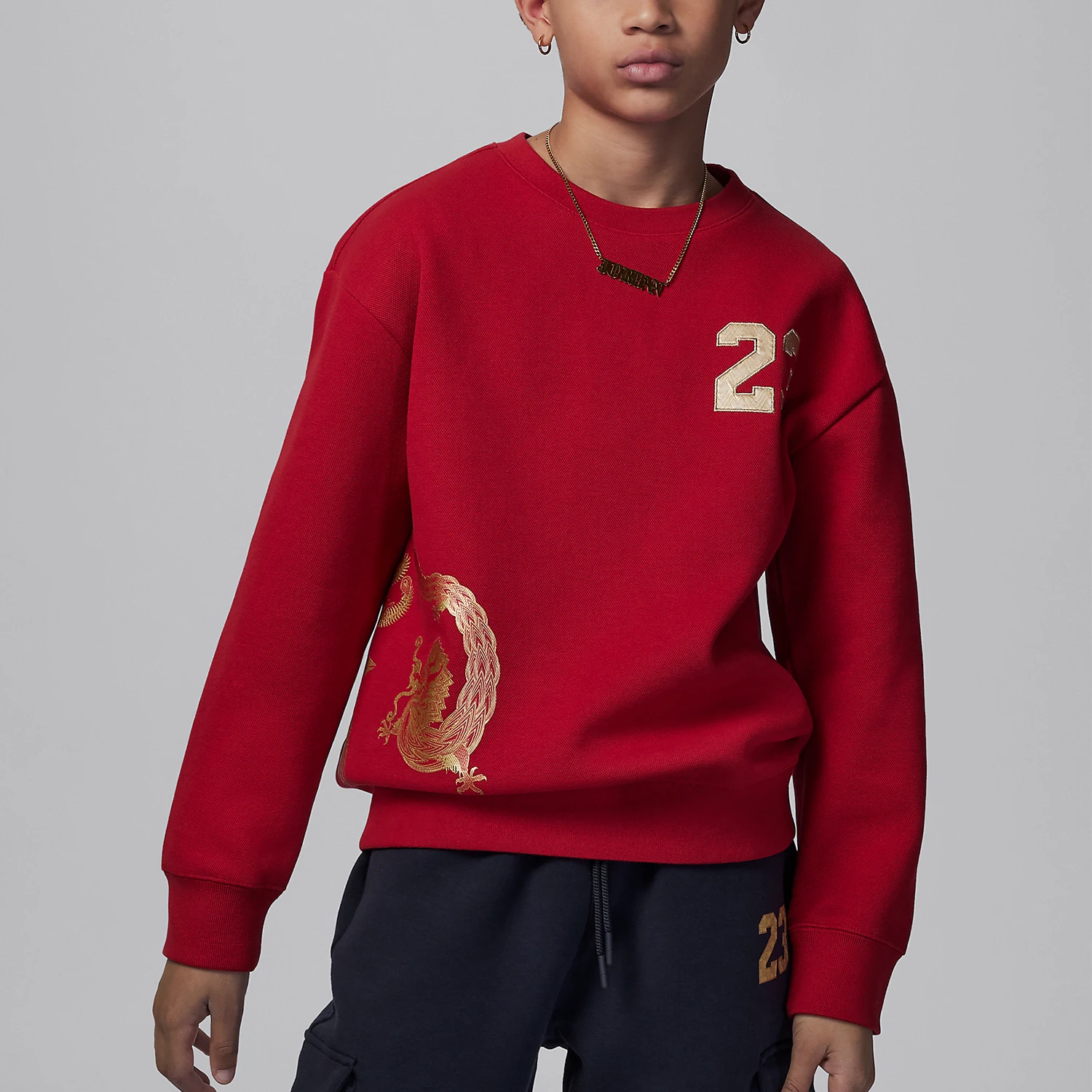 

Детская повседневная спортивная толстовка Nike Authentic Air Jordan с круглым вырезом HJ8372-687