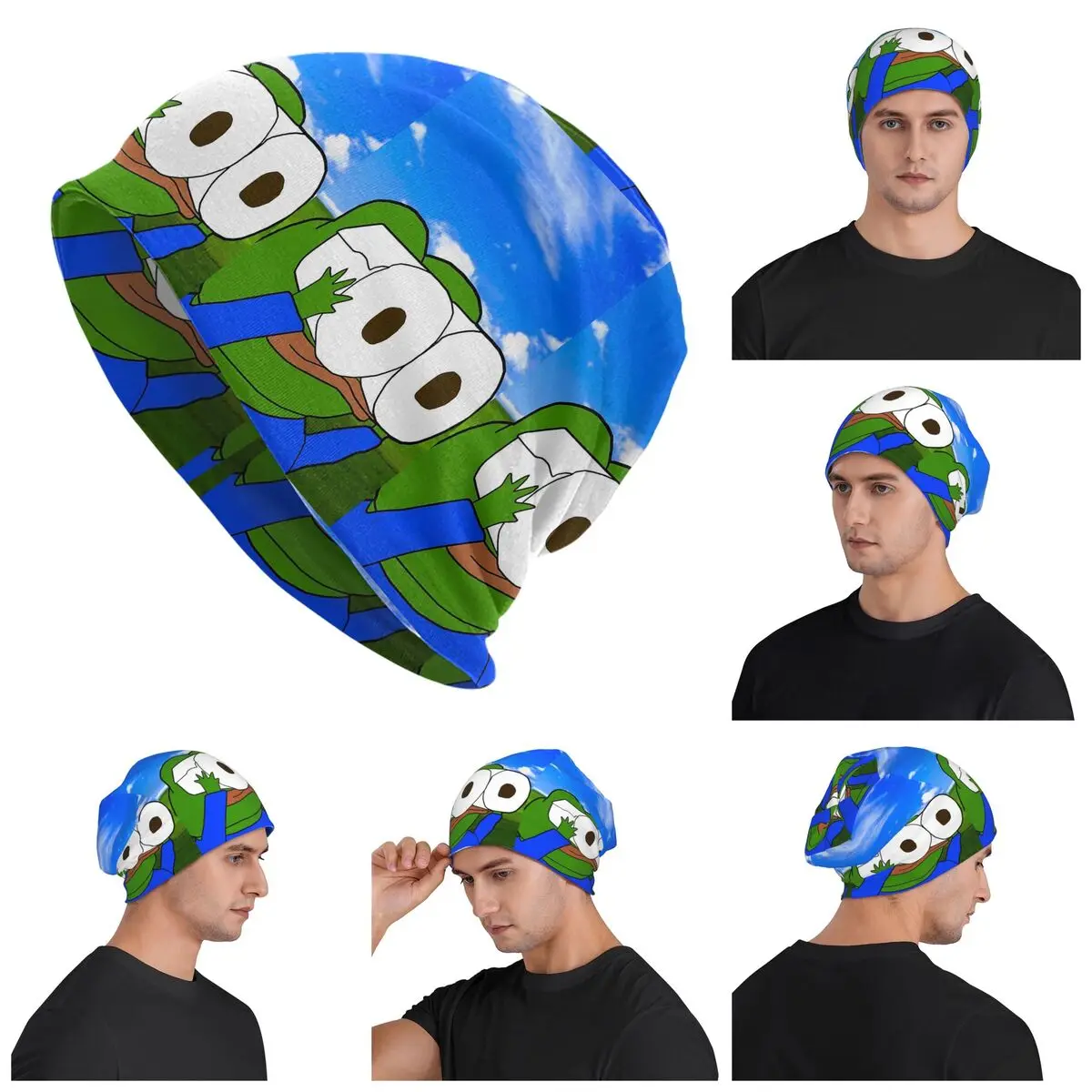 Pepe The Frog Peepo Emote Skullies Beanies Hats Warm Autumn Winter Outdoor Cap Knitted Bonnet Caps for Unisex Adult