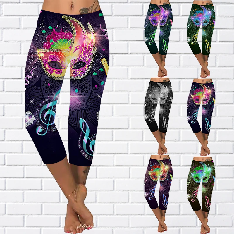 

Women's Fashion Mask Print Cropped Pants Leggings Yoga Pants Fitness Pants Pencil Sports Pants XS-8XL/3D Printing