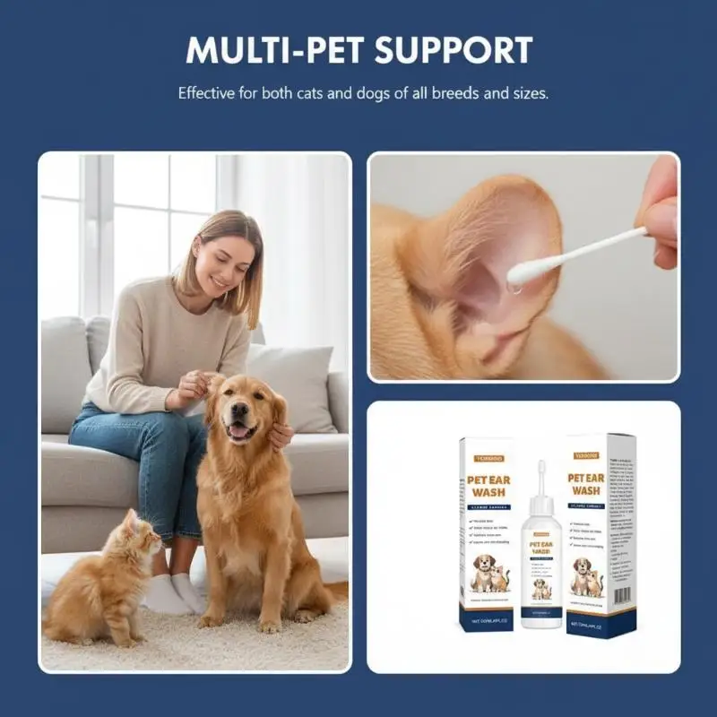 Pet Ear Cleaner Effectively Removing Earwax Reduce Ear Mites Alleviate Ear Odor Soothe Ear Itching Gentle Pet Ear Cleaning