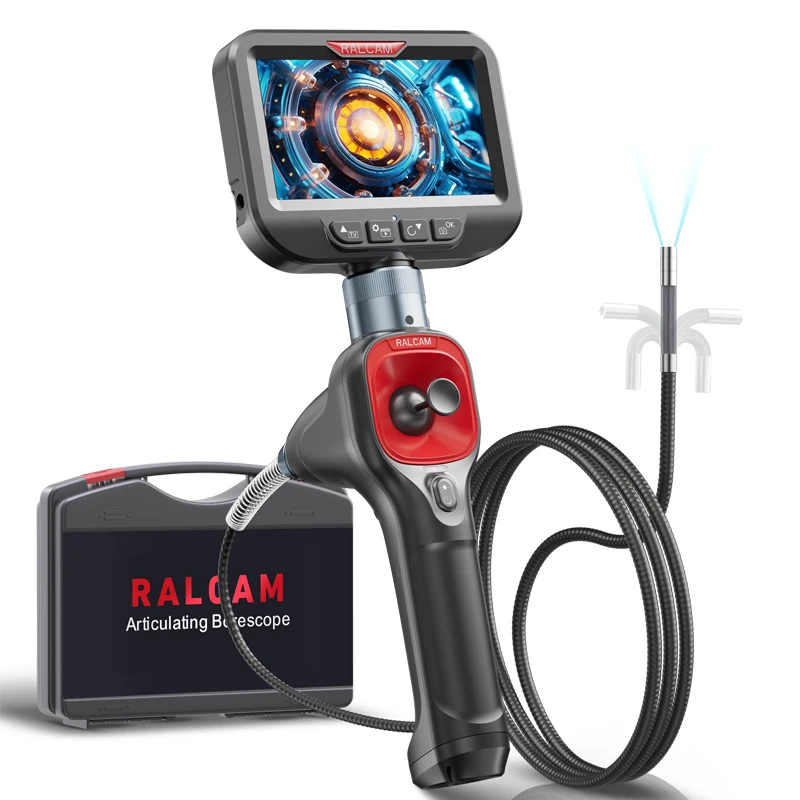 Ralcam 360° Joystick Articulating Borescope 6.2mm 4 Ways IPS Automotive эндоскоп Inspection Camera with 6 Adjustable LED Lights