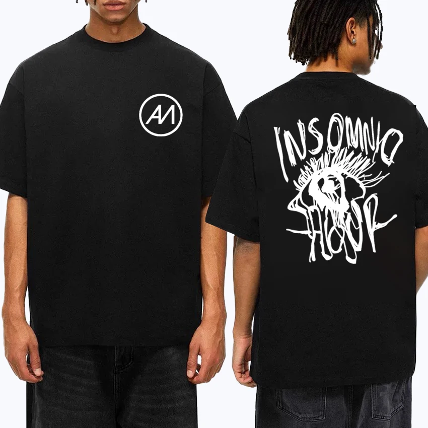 

Hot Singer Abraham Mateo Insomnio Tour 2025 Double Sided print short sleeve T-shirts Unisex Casual T shirt Men Women Cotton Top