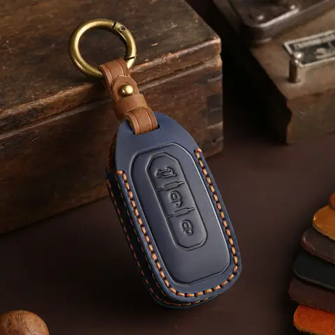 Leather Car Fob Key Cover Shell Holder for Ford Transit Custom Territory EcoBoost 2017-2021 Protector Case 10 best sales territory - №8
