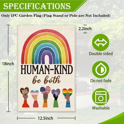 Human Kind Be Both Welcome Garden Flag Yard Outdoor Farmhouse Decorations, Be... VVL YYX EEZ