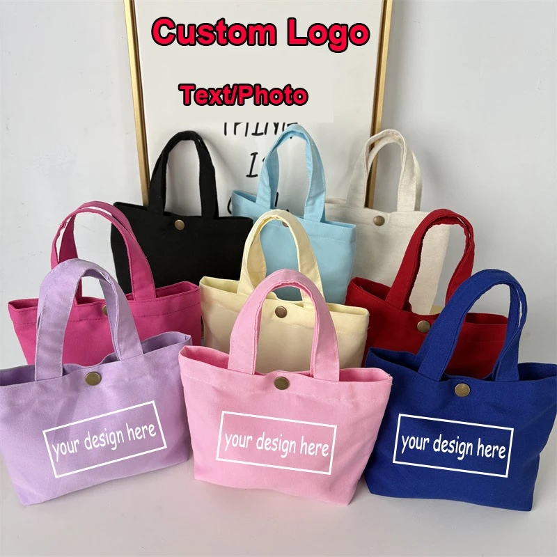 Ins Solid Color Canvas Minimalist Literary Tote Bag Large Capacity Portable Lunch Box Bag Fashion Student Commute Shoulder Bag