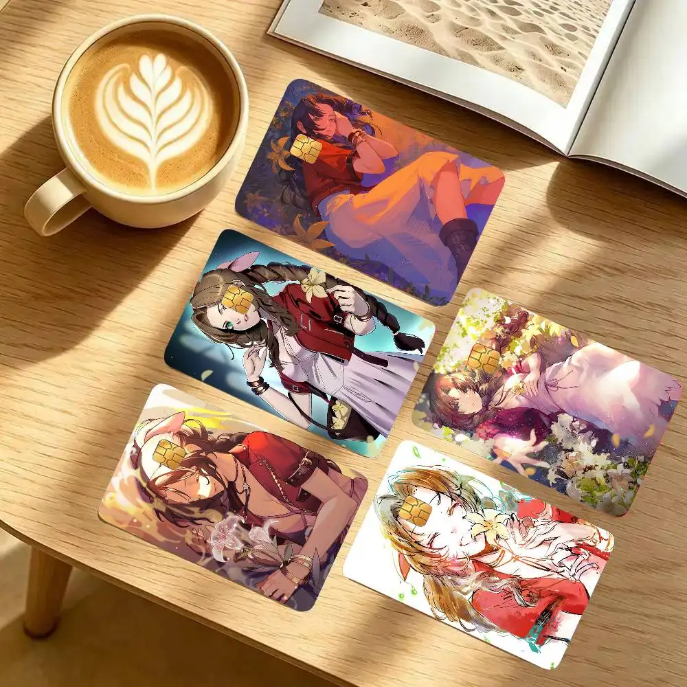 Aerith Animated Game Character F-FINAL FANTASY VII Card Sticker 4Pcs Credit Card Skin Anti Scratch Bank Debit Card Decal