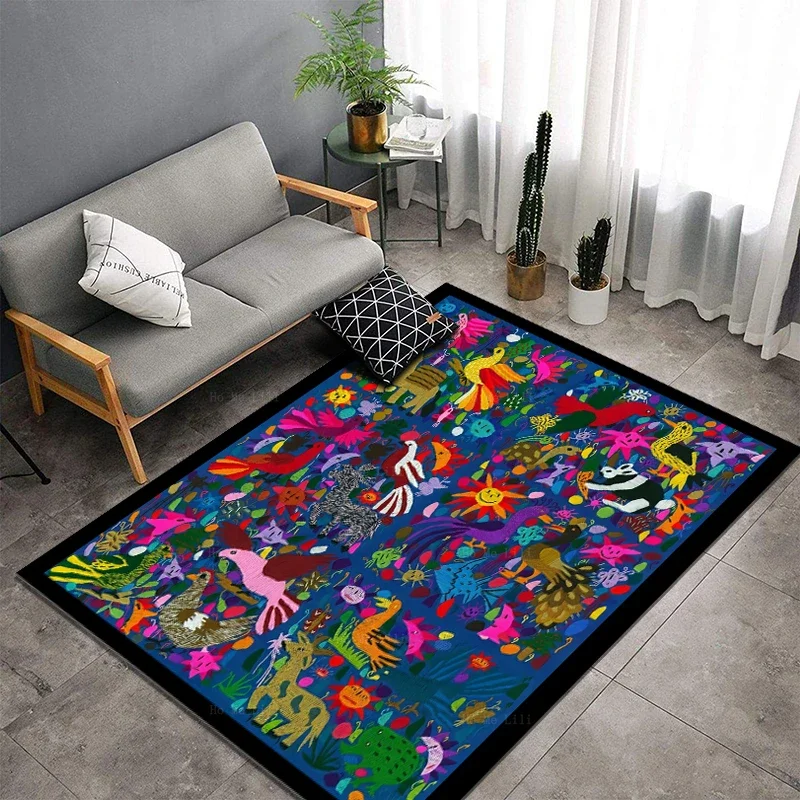 

Amazing Multicoloured Mexican Folk Art Yarn Painting Traditional Huichol Visions Flannel Floor Rugs By Ho Me Lili For Home Decor